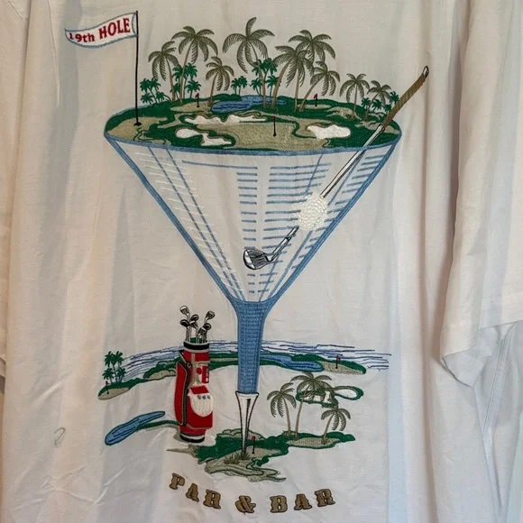 Bamboo Cay White Martini Golf Embroidered Button Up Shirt Resort Size XL - Picture 3 of 7